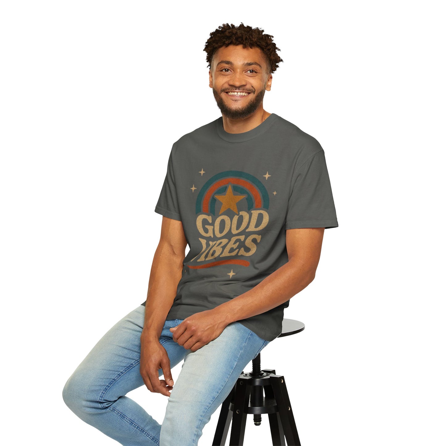 Good Vibes Unisex Garment-Dyed T-Shirt | Relaxed Fit Tee, Casual Wear, Gift for Friends, Summer Style, Vintage Inspired