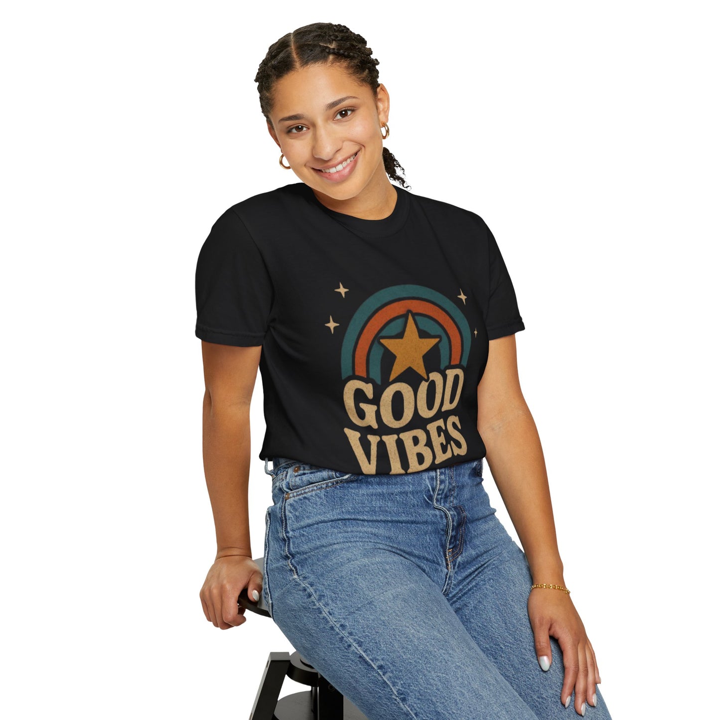 Good Vibes Unisex Garment-Dyed T-Shirt | Relaxed Fit Tee, Casual Wear, Gift for Friends, Summer Style, Vintage Inspired