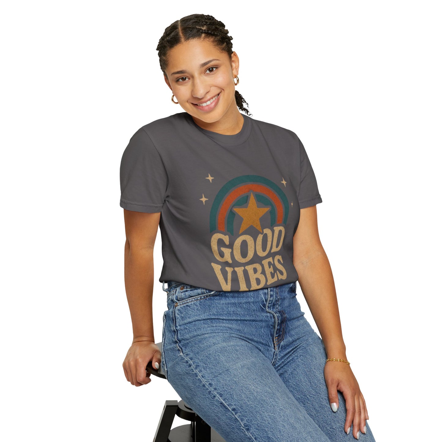 Good Vibes Unisex Garment-Dyed T-Shirt | Relaxed Fit Tee, Casual Wear, Gift for Friends, Summer Style, Vintage Inspired