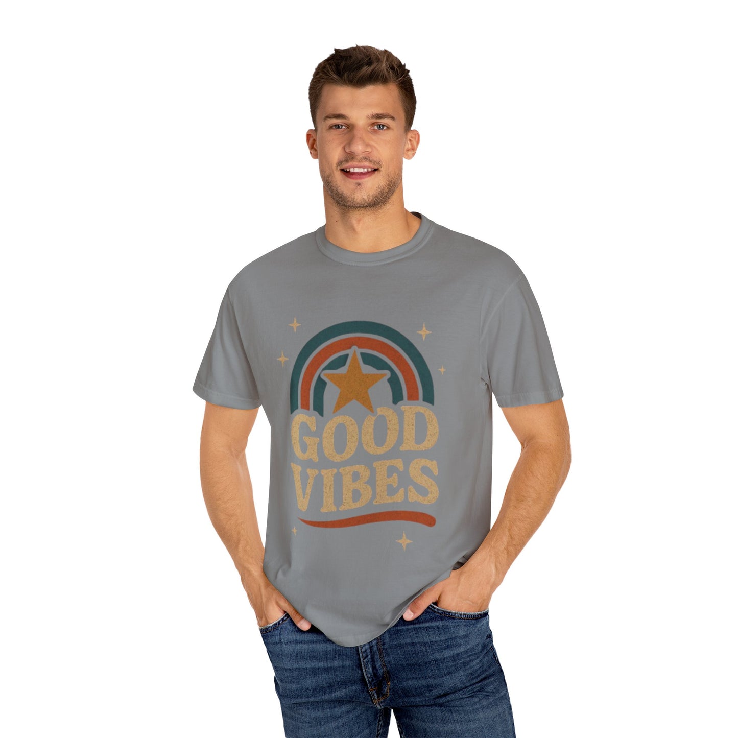 Good Vibes Unisex Garment-Dyed T-Shirt | Relaxed Fit Tee, Casual Wear, Gift for Friends, Summer Style, Vintage Inspired