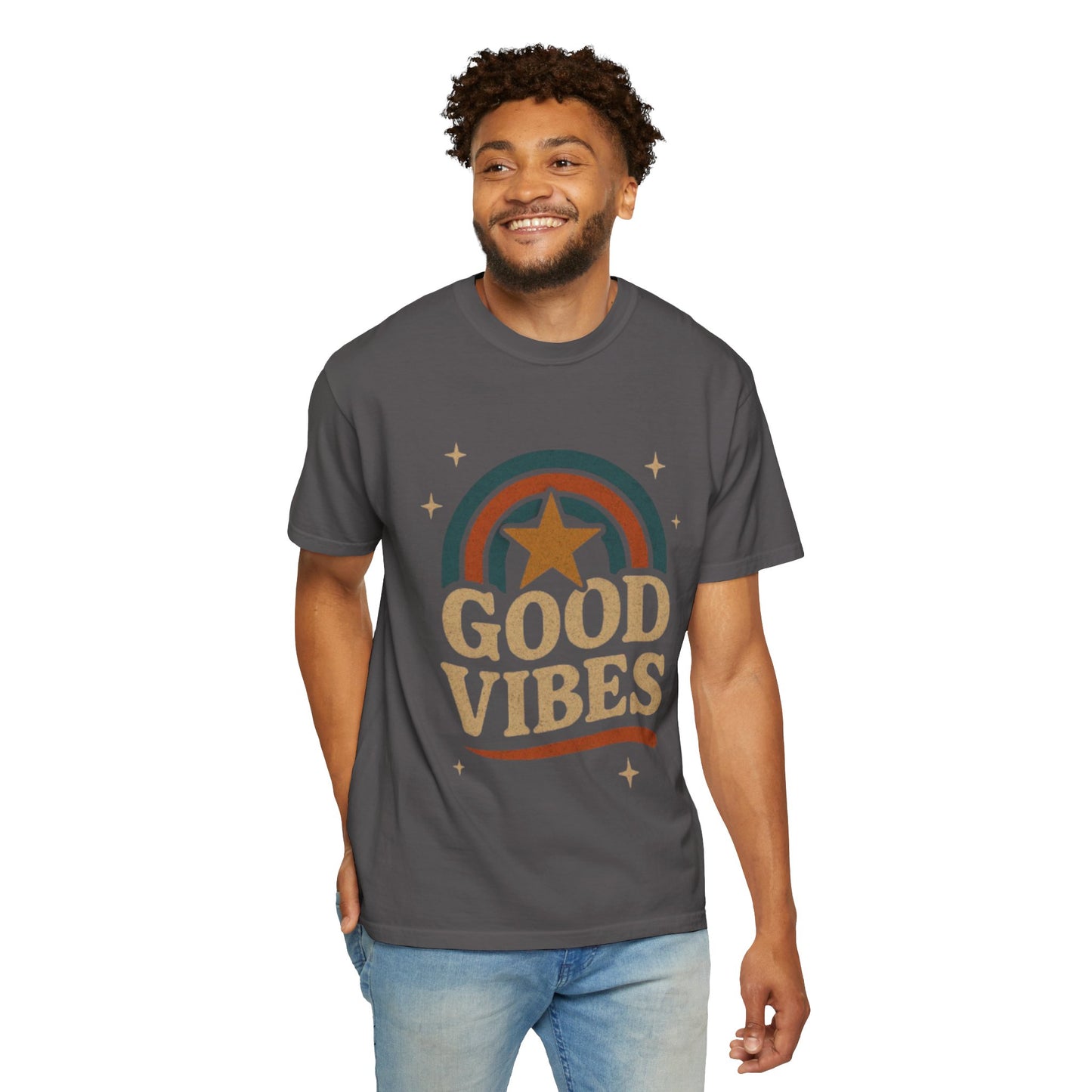 Good Vibes Unisex Garment-Dyed T-Shirt | Relaxed Fit Tee, Casual Wear, Gift for Friends, Summer Style, Vintage Inspired