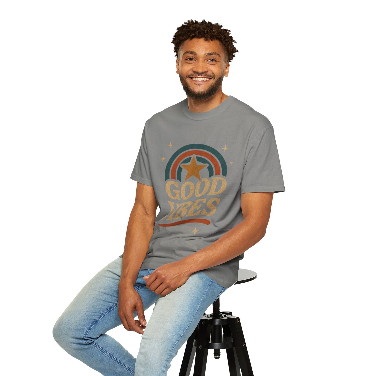 Good Vibes Unisex Garment-Dyed T-Shirt | Relaxed Fit Tee, Casual Wear, Gift for Friends, Summer Style, Vintage Inspired