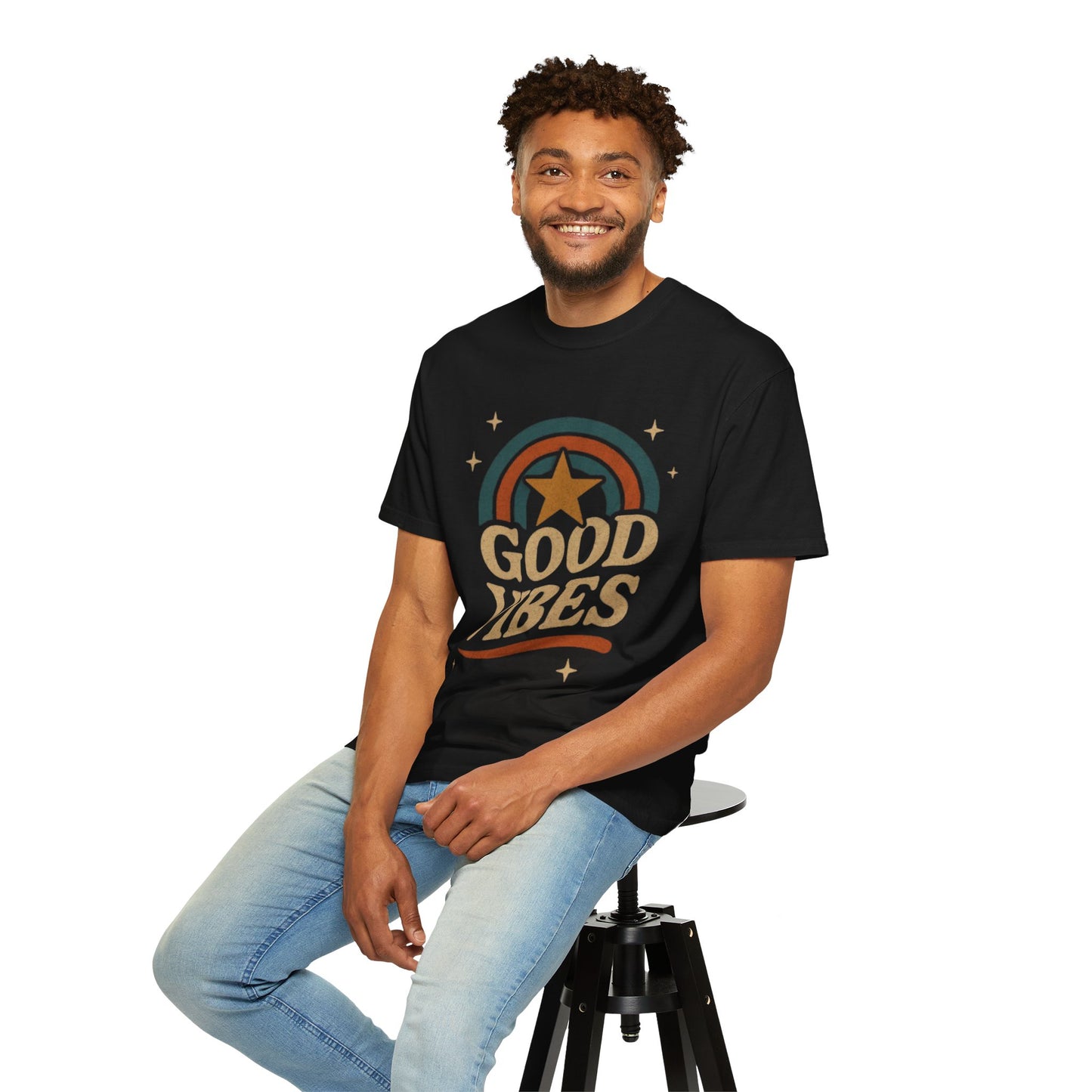 Good Vibes Unisex Garment-Dyed T-Shirt | Relaxed Fit Tee, Casual Wear, Gift for Friends, Summer Style, Vintage Inspired