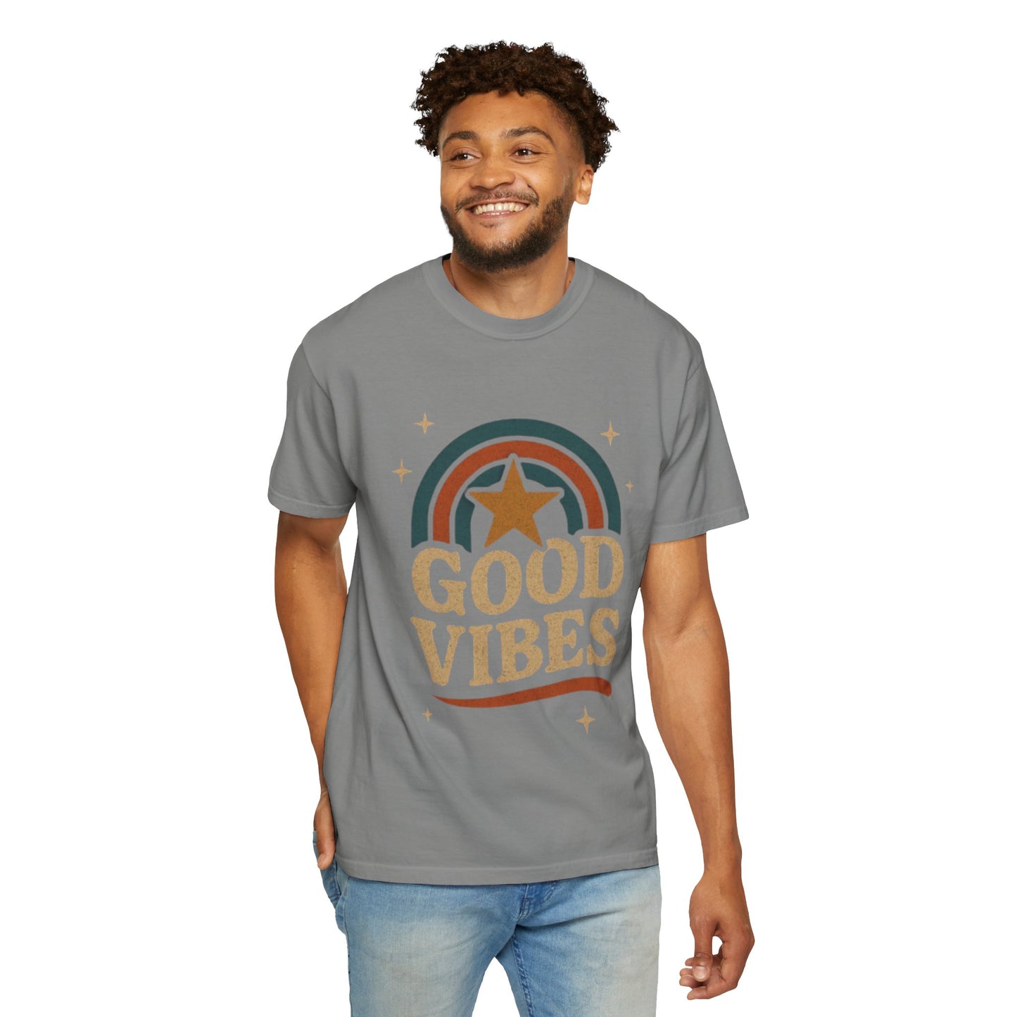 Good Vibes Unisex Garment-Dyed T-Shirt | Relaxed Fit Tee, Casual Wear, Gift for Friends, Summer Style, Vintage Inspired