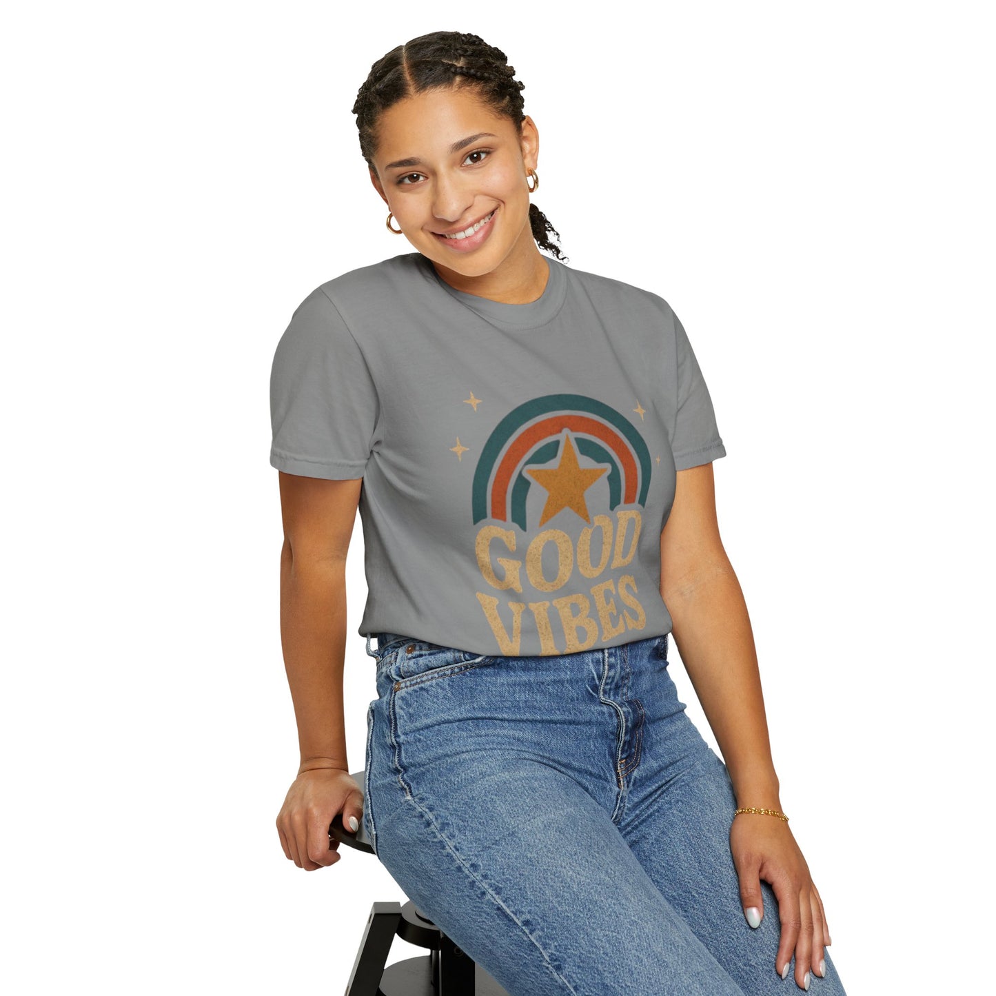 Good Vibes Unisex Garment-Dyed T-Shirt | Relaxed Fit Tee, Casual Wear, Gift for Friends, Summer Style, Vintage Inspired