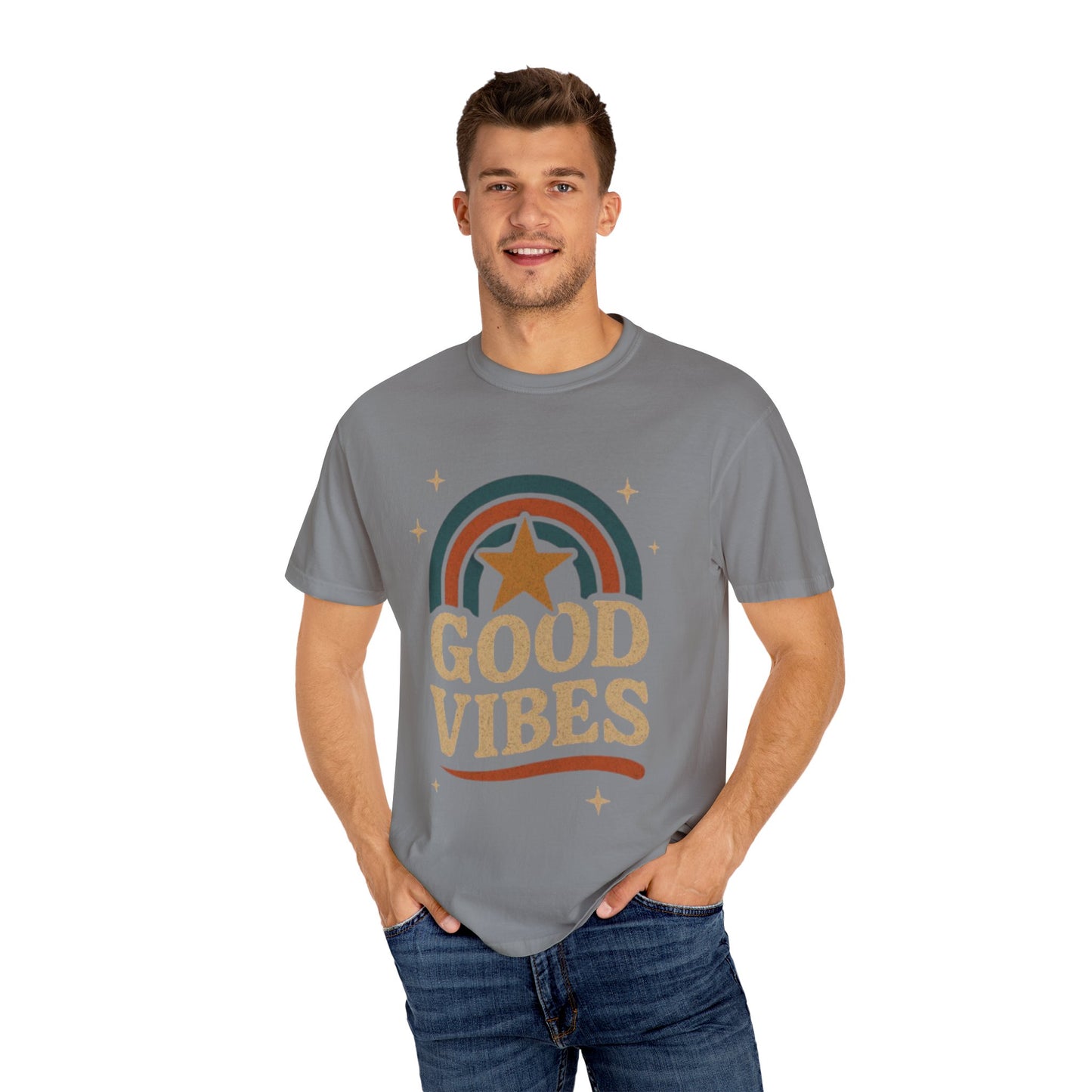 Good Vibes Unisex Garment-Dyed T-Shirt | Relaxed Fit Tee, Casual Wear, Gift for Friends, Summer Style, Vintage Inspired