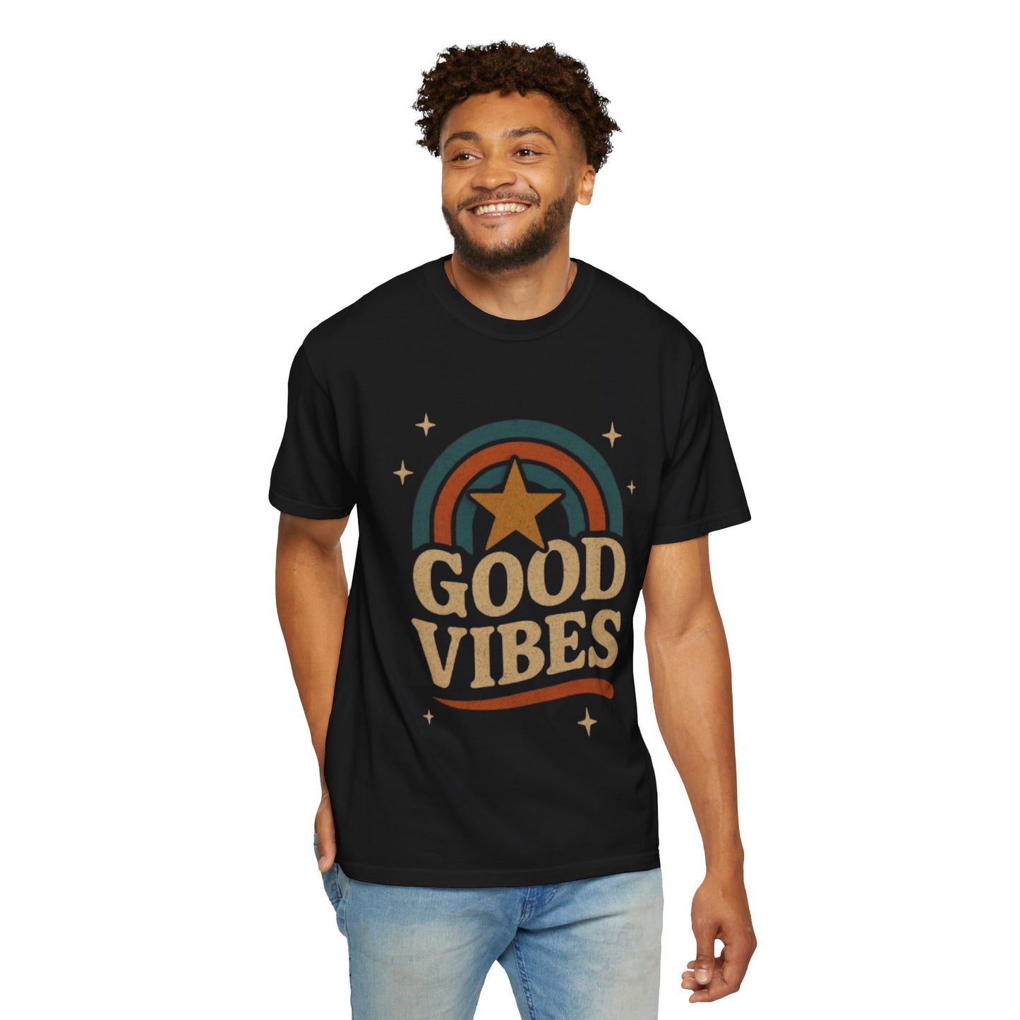 Good Vibes Unisex Garment-Dyed T-Shirt | Relaxed Fit Tee, Casual Wear, Gift for Friends, Summer Style, Vintage Inspired