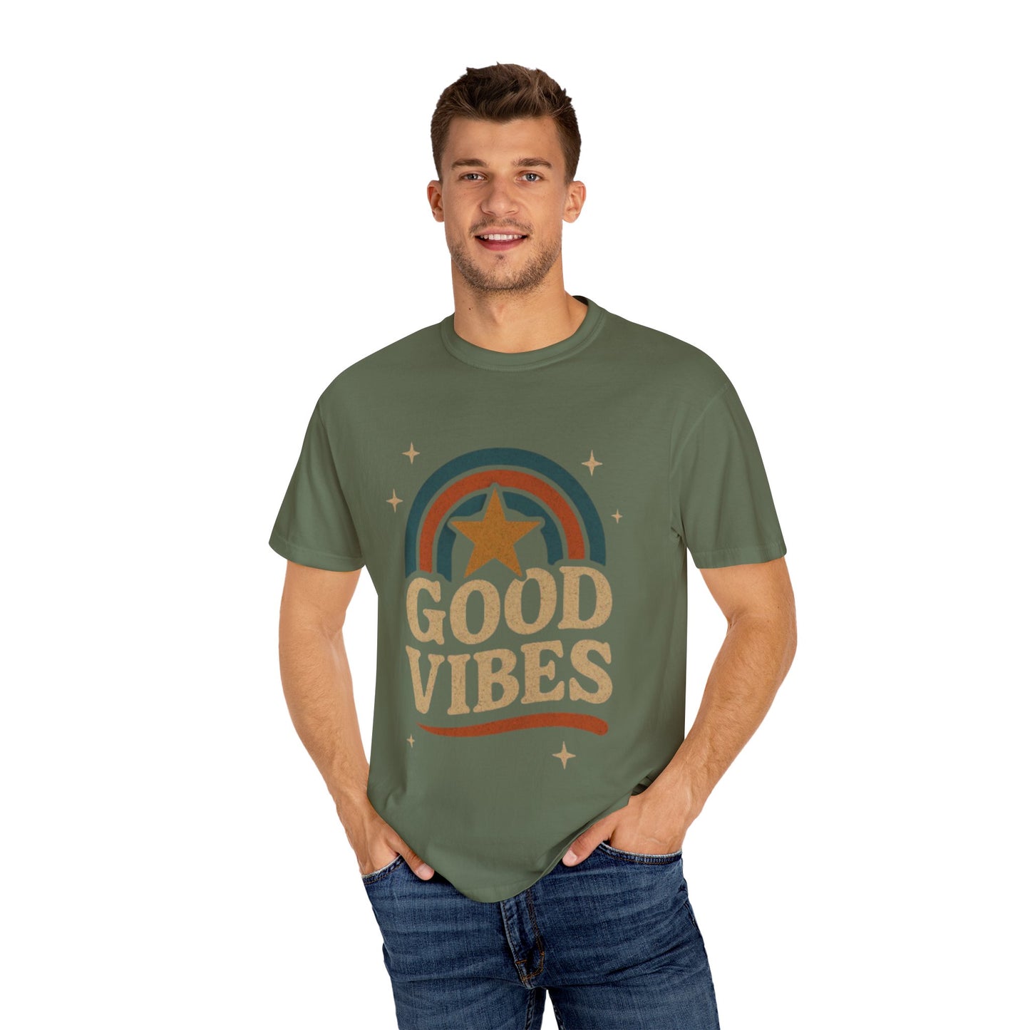 Good Vibes Unisex Garment-Dyed T-Shirt | Relaxed Fit Tee, Casual Wear, Gift for Friends, Summer Style, Vintage Inspired