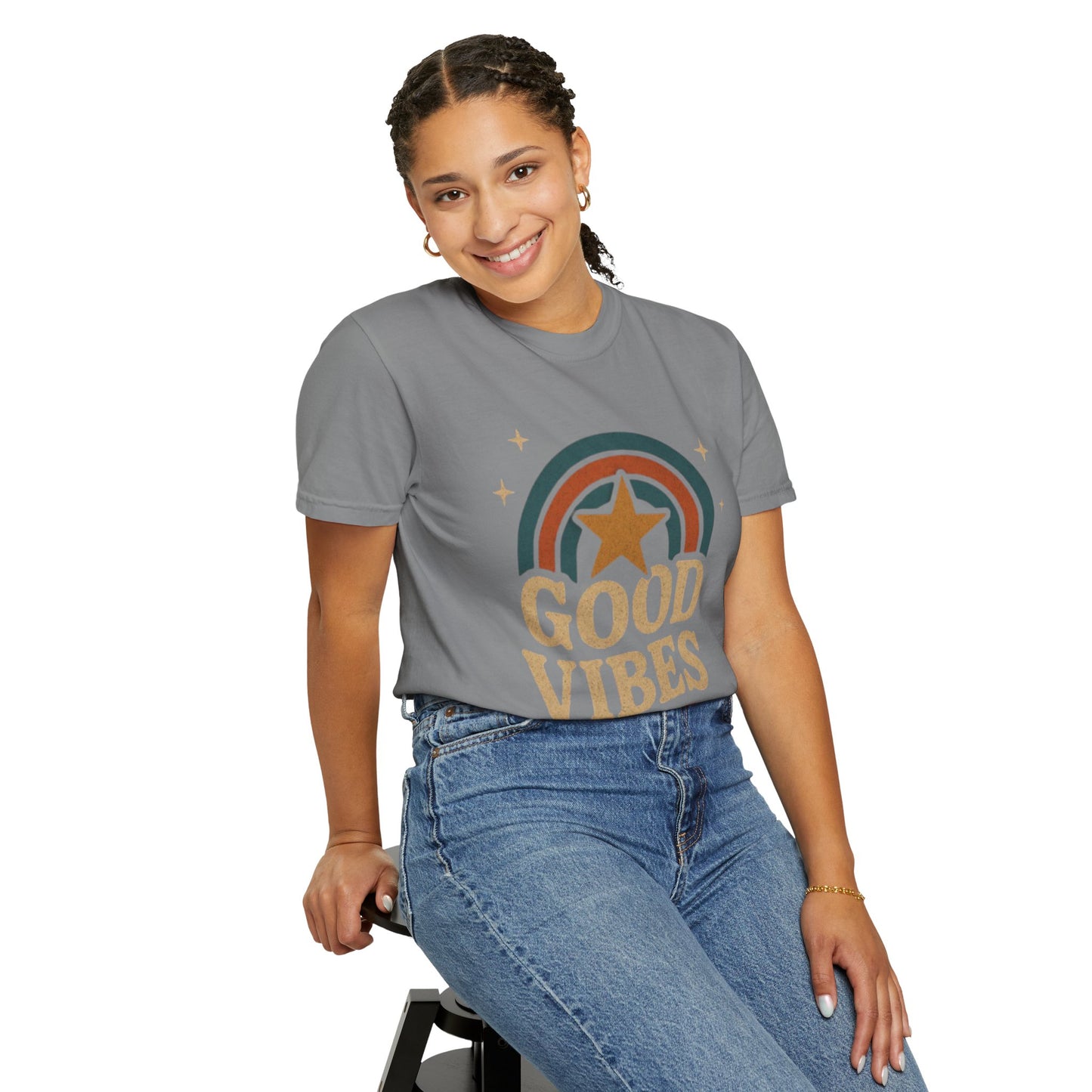 Good Vibes Unisex Garment-Dyed T-Shirt | Relaxed Fit Tee, Casual Wear, Gift for Friends, Summer Style, Vintage Inspired