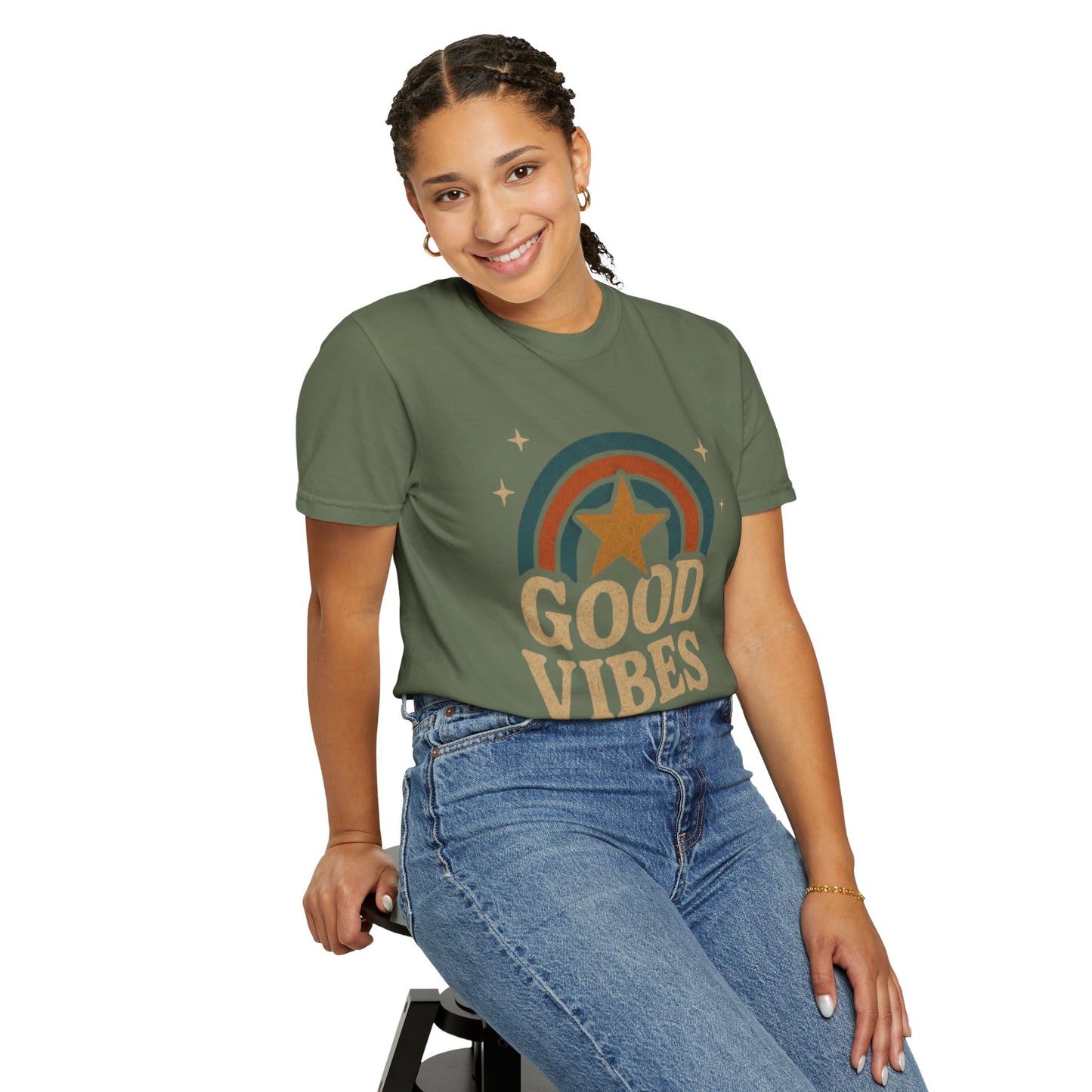 Good Vibes Unisex Garment-Dyed T-Shirt | Relaxed Fit Tee, Casual Wear, Gift for Friends, Summer Style, Vintage Inspired